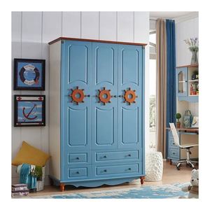 Fabricant chinois Vente directe Meubles de chambre à coucher Armoire bleue pour enfants - Product Image 1