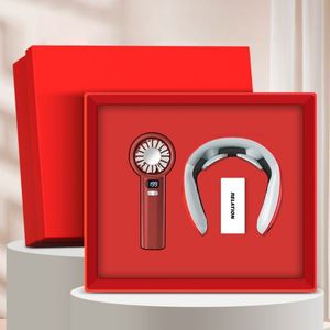 <b>Personalized</b> Handmade 2-in-1 Fan and Neck <b>Massager</b> Combo UV Printed Custom Logo Business Gift Set - Product Image 1