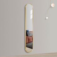 Miroir sur pied ovale pleine longueur ultra-étroit en verre doré/argenté, style nordique moderne de luxe, personnalisable, tendance 2025