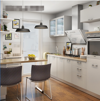 Armoires de cuisine modernes de style cascade de haute qualité CBMmart avec finition acrylique et panier de rangement