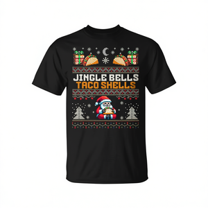 Camiseta navideña Jingle Bells Taco Shells Pixel, estilo suéter feo, regalo navideño para hombres y mujeres - Product Image 2