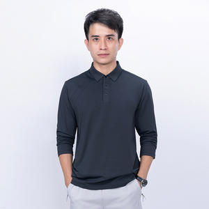 เสื้อโปโลผู้ชายลำลองแบบเรียบ แห้งเร็ว ไซส์ใหญ่ รับสกรีนโลโก้ ซิปครึ่งตัว แขนยาว มีรูสอดนิ้วโป้ง ผ้าถัก เหมาะสำหรับออกกำลังกาย - Product Image 2