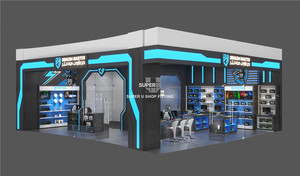 Prodotti elettronici blu personalizzati negozio al dettaglio Interior Design auricolare tavolo Blue PlayStation Boutique <span class=keywords><strong>Store</strong></span> Display Furniture - Product Image 3