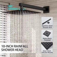 Robinet de douche en laiton noir encastré avec vanne de dérivation, pommeau de douche pluie multi-tailles, fourniture directe usine Chine pour acheteurs en gros