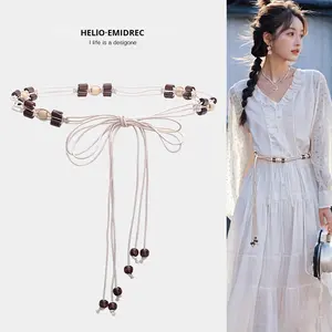 Robe de style ethnique bohème pour femmes taille fine corde à lacets bijoux de corps en alliage chaîne de taille blanche - Product Image 2