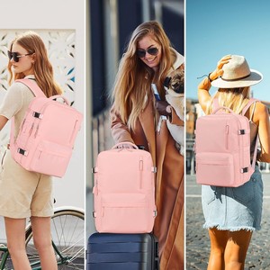 Pink Waterproof <b>Backpack</b> 20-35L With Interior Zipper Pocket For Business Travel And Student Use - Product Image 1