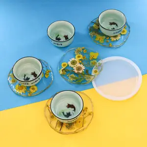 圆形截面杯垫镜面滴胶模具ins风摆件餐垫环氧树脂硅胶模具用于DIY手工制作