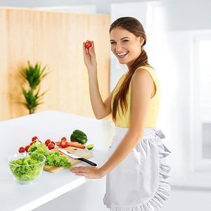 Medio <span class=keywords><strong>delantal</strong></span> <span class=keywords><strong>de</strong></span> <span class=keywords><strong>cocina</strong></span> para <span class=keywords><strong>mujer</strong></span>, sirvienta blanca <span class=keywords><strong>vintage</strong></span> con bolsillos, delantales <span class=keywords><strong>de</strong></span> sirvienta - Product Image 6