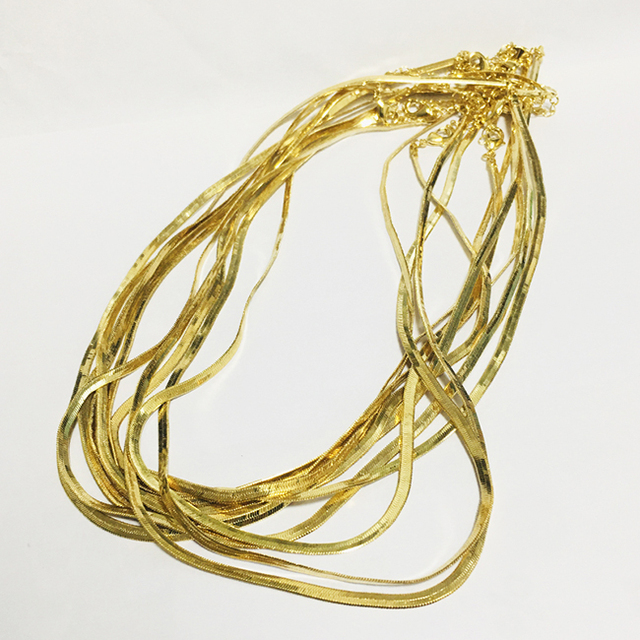 18k Gold Plate 3mm Wide Metal Flat Snake Chain  Necklace Jewelry  Necklace Women Jewelry Gift Fashion Jewelry Necklace51388