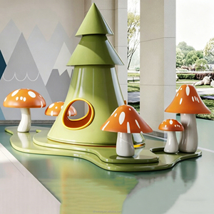 CA019 Structure de jeu extérieure en forme de villa de dessin animé, maison à bonbons et toboggan, pour enfants, équipement d'amusement, sculpture décorative pour centres commerciaux et parcs - Product Image 2