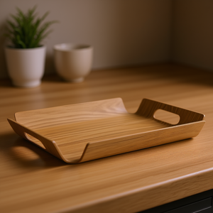Plateau de service rectangulaire en bois Leopold Tablett Madera avec poignées pour la cuisine et la salle à manger - Product Image 3
