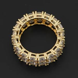 Anillo Hip Hop Iced Out con Baño de Oro 14K y Zirconia Grande para Hombre, Joyería Bling de Latón para Raperos - Product Image 4