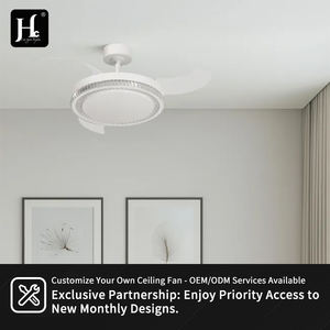 Ventilateur de plafond puissant de 42 pouces avec moteur DC, 4 pales rétractables en plastique, télécommande Bluetooth et lampe intégrée, couleur noire - Product Image 5