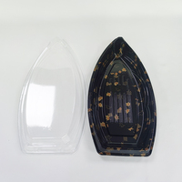 JY-87102 Extra große Sushi-Boote einweg-Sushi-Container aus Kunststoff schwarzfarbene Lebensmittelbehälter Kunststoff-Sushi-Boot