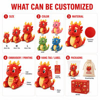 Peluche personnalisée Dragon Chinois Loong OEM, Animal en Peluche Dragon Rouge, Mascotte Douce, Vente en Gros, Cadeau de Festival pour Enfants, Direct Usine