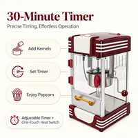 Machine à Popcorn Vintage à Chauffage Instantané avec Fenêtre de Visualisation Transparente pour Usage Domestique et Vendeurs au Détail – Vente Directe Usine
