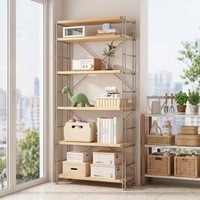 Étagère de rangement métallique à 6 niveaux réglable, directement de l'usine, pour livres, accessoires de cuisine en bois, organisateur pour salon