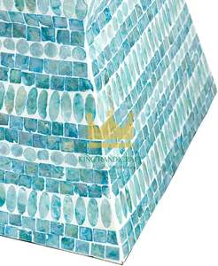 Mesa de acento de nácar de estilo moderno hecha a mano, mesa auxiliar con incrustaciones de lujo para sala de estar o decoración del hogar - Product Image 5