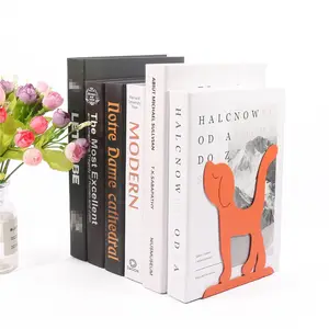 Großhandel anime buchstützen-Netter Metall hund Benutzer definierte Buchs tützen Eisen farben Bücher ständer Dekoratives Buch Orange Stütz halter Gelbe Schreibtischst änder
