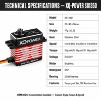 Moteur servo à couple élevé XQ-POWER XQ-BLS8135D 35 kg, sans balais, étanche, engrenages en acier inoxydable, aluminium CNC, pour UAV, vente en gros OEM