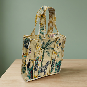 Sac fourre-tout matelassé en coton à imprimé animal, fermeture éclair de haute qualité, grande capacité pour la plage, le shopping, les voyages et l'usage quotidien - Product Image 2