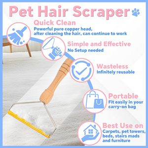 Huisdierharen verwijderaar van hoge kwaliteit, pluizenreiniger, honden- en kattenharen verwijderaar, draagbare tapijtschraper, metalen huisdierharen verwijderaar - Product Image 4