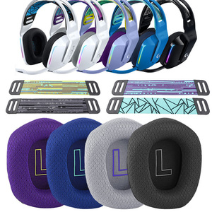 Oreillettes de remplacement en mousse de tissu en maille coussin bandeau oreillettes installation facile pour casque Logitech G733 <span class=keywords><strong>G335</strong></span> - Product Image 1