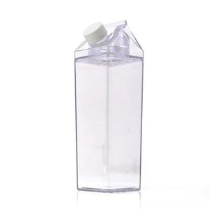 17oz Bpa Free 500ml 1000ml Plastic Clear Pink Transparent Colored Acrylic Milk Box Carton Shaped Water Bottle