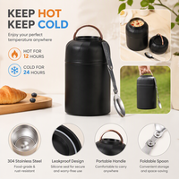 Thermos alimentaire sous vide à motif de dessin animé adorable avec cuillère intégrée, idéal pour les étudiants et les employés de bureau pour les repas quotidiens