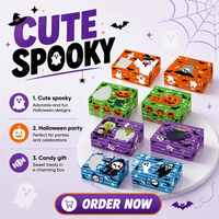 Lot de 12 boîtes à friandises d'Halloween, 4 motifs (fantôme, citrouille, sorcière, moissonneuse-bêche), boîtes cadeaux pour bonbons, fournitures pour fêtes d'Halloween