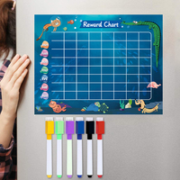 Tableau de récompenses et de punitions pour enfants avec motif océanique de dessin animé, autocollant mural magnétique personnalisé