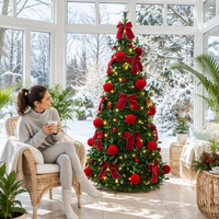 Sapin de Noël artificiel pré-éclairé de luxe, pliable en PVC, pour la décoration de la maison et des centres commerciaux