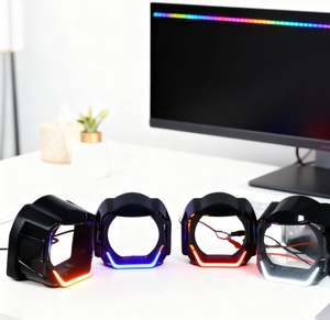 Kit décoratif de phare d'anneau de halo de LED lumineux de 9 pouces avec la couverture pour des modèles universels de voiture de moto - Product Image 6