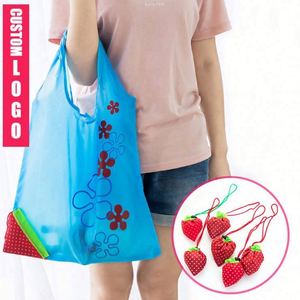 Creative Strawberry Reusable Folding Shopping Bag Portable Superet Fruit Shape Foldable Tote Bag - Product Image 3