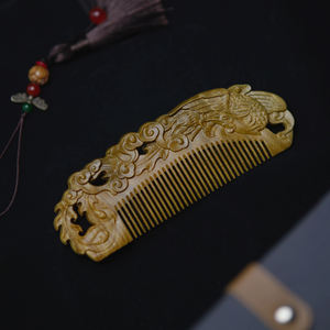 便携式中式手工檀香彩绘雕刻木梳木发梳发刷 - Product Image 5