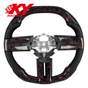 Volant sport personnalisé en fibre de carbone à dessus plat pour Ford Mustang GT V6 Shelby Cobra Bullitt 2004-2010 - Product Image 1
