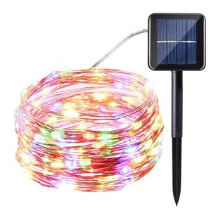 Solar Powered 10m 100 <b>LED</b> Copper <b>Wire</b> RGB String <b>Lights</b> for Garden Outdoor Decor - Product Image 1