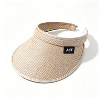 Visiera Parasole da Donna a Tesa Larga, Cappello da Sole Vuoto con Etichetta Tessuta ACE, Visiera Estiva Regolabile per Golf e Spiaggia