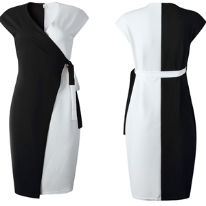 Vestidos Midi Casuales de Verano para Mujer, Cintura Imperio, Color Sólido, Tejido de Pana Translúcido, para Oficina - Product Image 1
