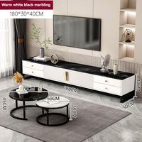 Ensemble meuble TV et table basse GEDO 2026, design moderne blanc et or, grande capacité de rangement