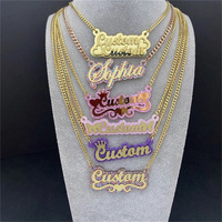 Colliers en lettres acryliques personnalisables, collier avec plaque de nom, plaque de nom en titane pour enfants, pendentif, bijoux personnalisés