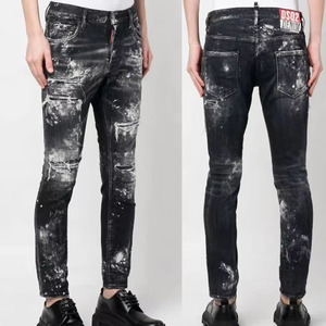 MC Build Jeans Personalizzati Y2K Street Retro da <span class=keywords><strong>Uomo</strong></span> Lavati Spessi Vintage Strappati Vestibilità <span class=keywords><strong>Skinny</strong></span> Effetto Consumato <span class=keywords><strong>Pantaloni</strong></span> in Denim da <span class=keywords><strong>Uomo</strong></span> - Product Image 2