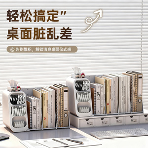 Folding Desktop Bookshelf Plastic Expandable Storage Rack For <b>Office</b> Study <b>Desk</b> Organization - Product Image 2