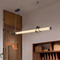 Lustre de restaurant moderne et minimaliste, design haut de gamme, en cuivre, marbre naturel et acier inoxydable, pour îlot ou long bar