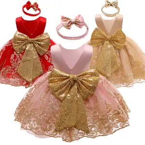 幼児のためのクリスマスの結婚式の赤ちゃんの蝶結びのプリンセスドレス1歳の誕生日のパーティードレスの赤ちゃんの女の子のドレス