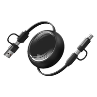 Câble USB C rétractable 5-en-1 avec logo personnalisable, charge rapide 3A, chargeur multiple 3-en-1 pour imprimante