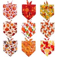 Bandana Anjing Kucing Motif Thanksgiving Labu Daun Maple Kalkun, Bahan Polyester Ramah Lingkungan, Segitiga, Dapat Disesuaikan, untuk Hewan Peliharaan