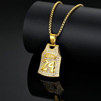 Collier Hip-hop Européen-Américain Bryant 24 24 Pendentifs en acier inoxydable plaqué or, motif bambou, accessoire sportif tendance, en stock