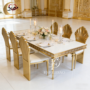 Table de salle à manger de style moderne, base en acier inoxydable, design luxueux, style mid-century - Product Image 4