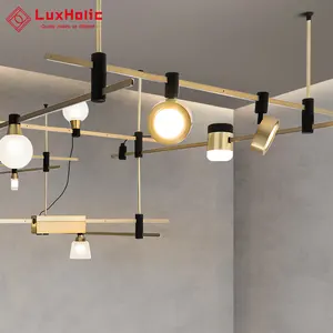 LuxHolic Dinning Room 닦았 골드 현대 낮은 높이 레스토랑 천장 현대 샹들리에 펜던트 라이트